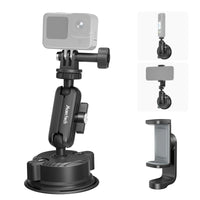 Set of camera and phone mounts on a white background