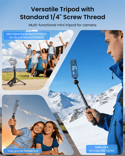 Quick Release Selfie Stick Tripod with 1/4" Screw
