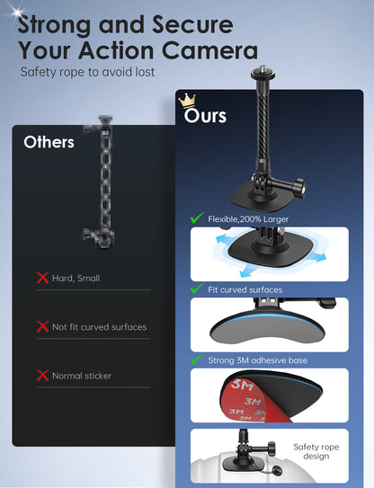 Safety rope included in the Maectech flexible adhesive mount set to avoid losing your gear during extreme sports.