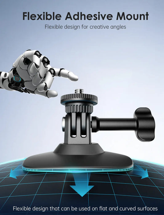 Maectech flexible camera mount design suitable for both flat and curved surfaces