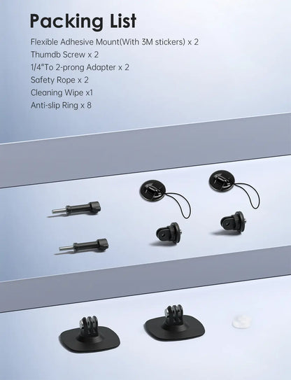 Maectech Lite camera mount full packing list with all included accessories displayed