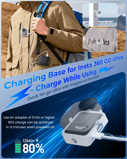 Charging Base for Insta360 GO Ultra (Plug-in Power Design)