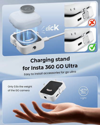 Charging Base for Insta360 GO Ultra (Plug-in Power Design)
