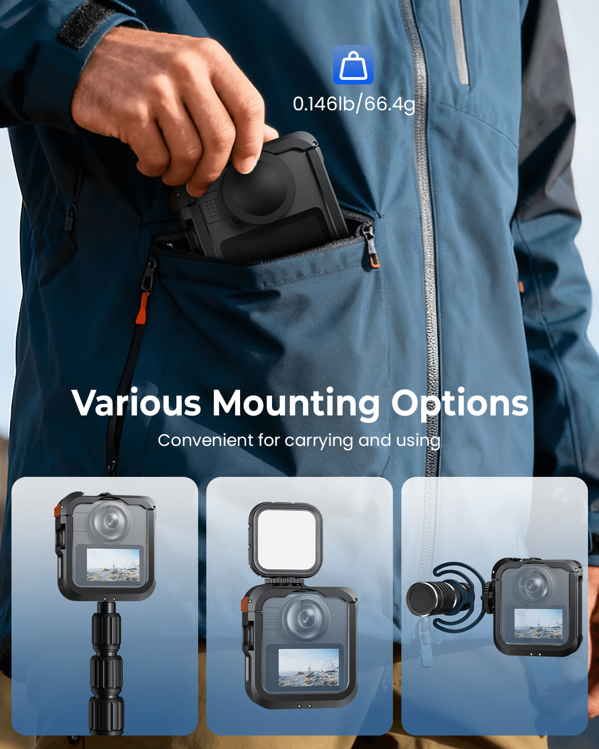 GoPro MAX2 Protective Cage | Aluminum Case with Cold Shoe Mounts GoPro MAX2 Protective Cage | Aluminum Case with Cold Shoe Mounts