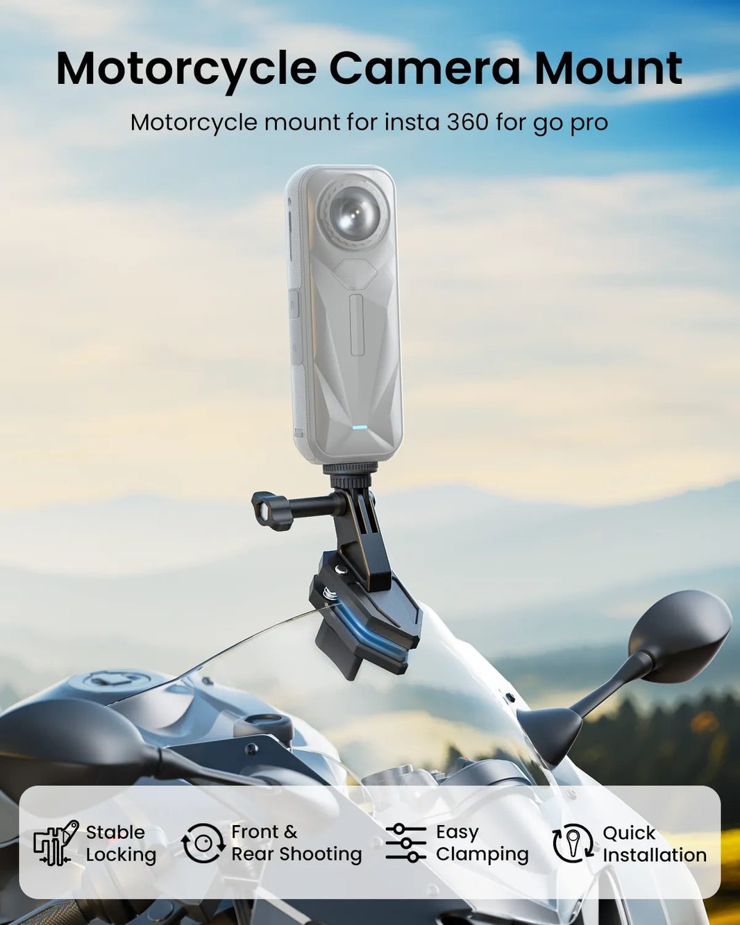 Motorcycle Windshield Clip Camera Mount