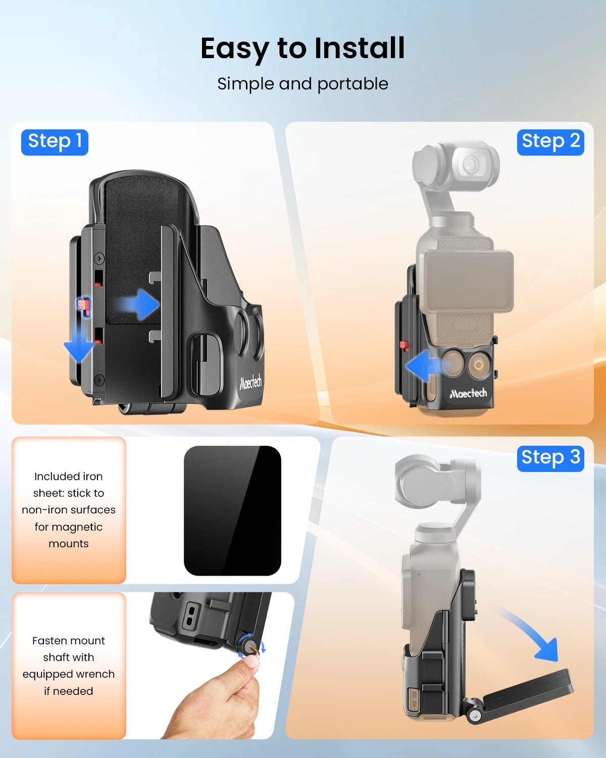 Step-by-step guide on how to install a camera mount with clear instructions and visual aids.