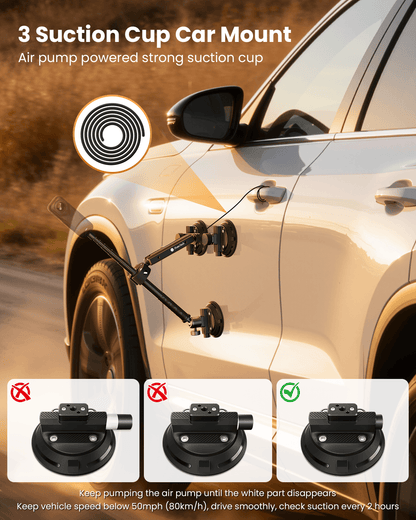 Triple Suction Cup Car Mount Kit